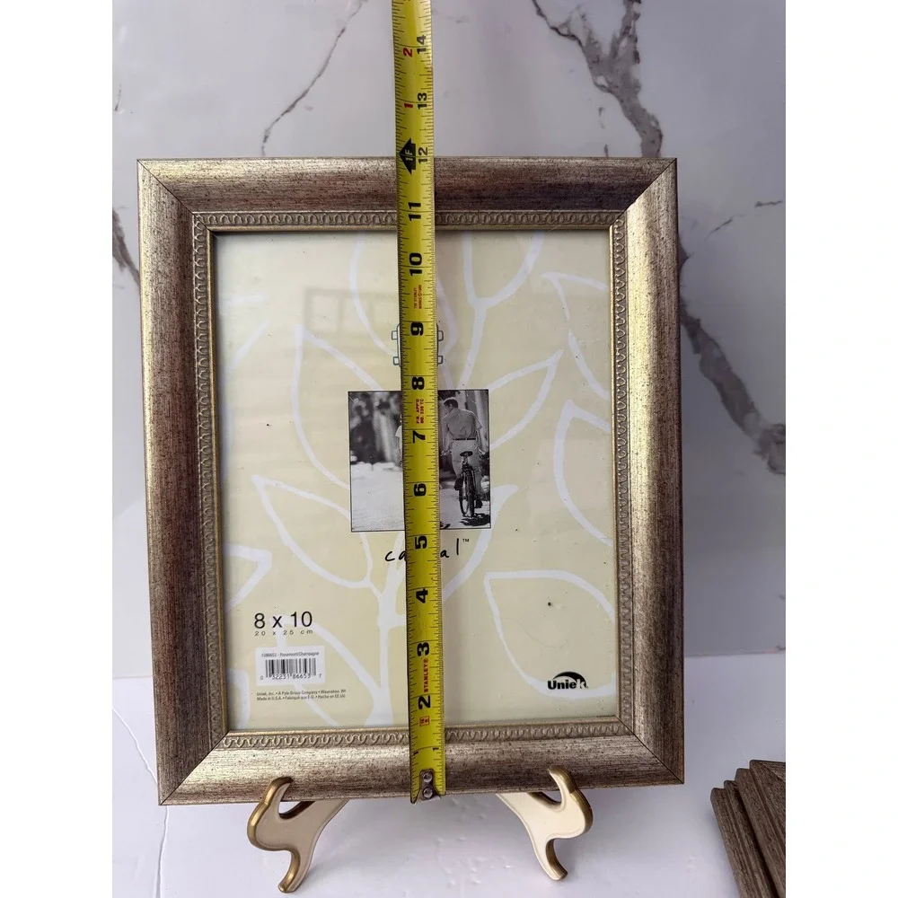 Vintage Uniek Casual 8x10 Picture Frame Champagne Silver Metallic Beaded Border
